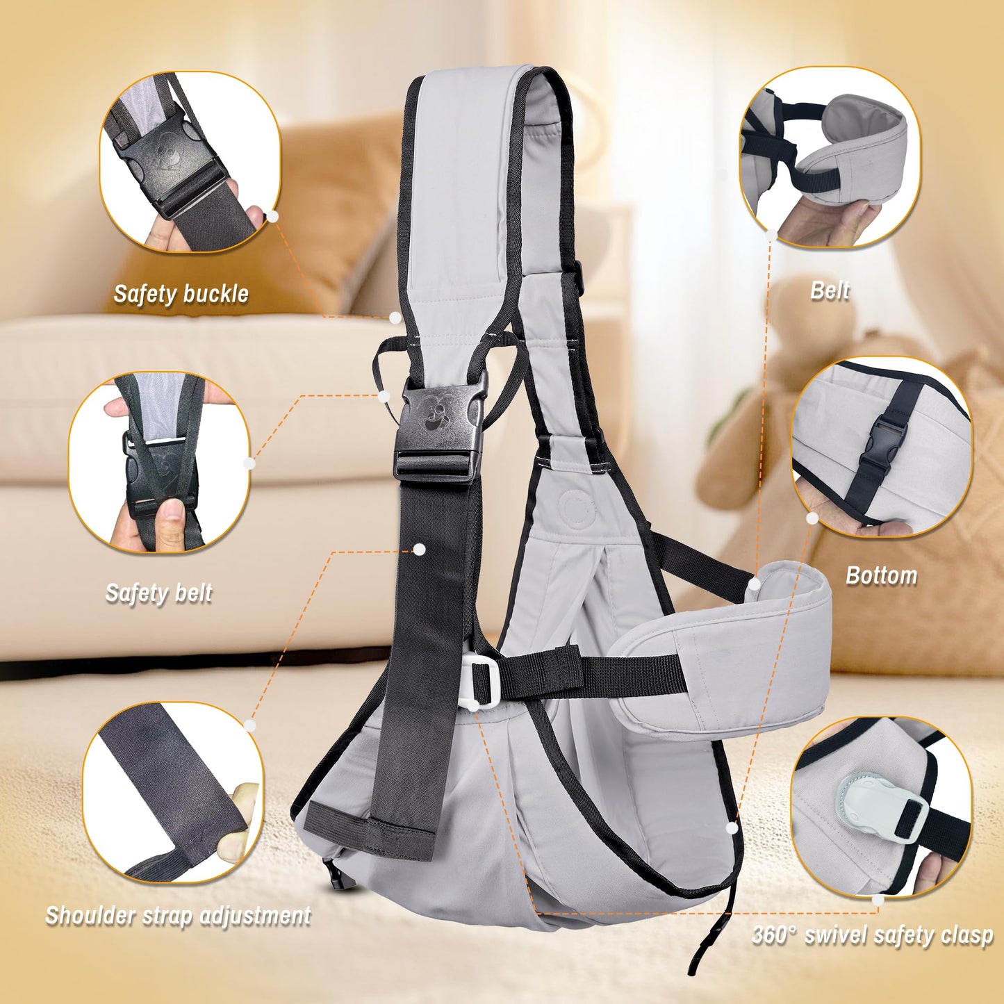 Baby Carrier Newborn to Toddler,Adjustable & Lightweight Baby Sling Carrier,Toddler Carrier 25-60 lbs,Ideal for Home,Shopping,and Travel WN420