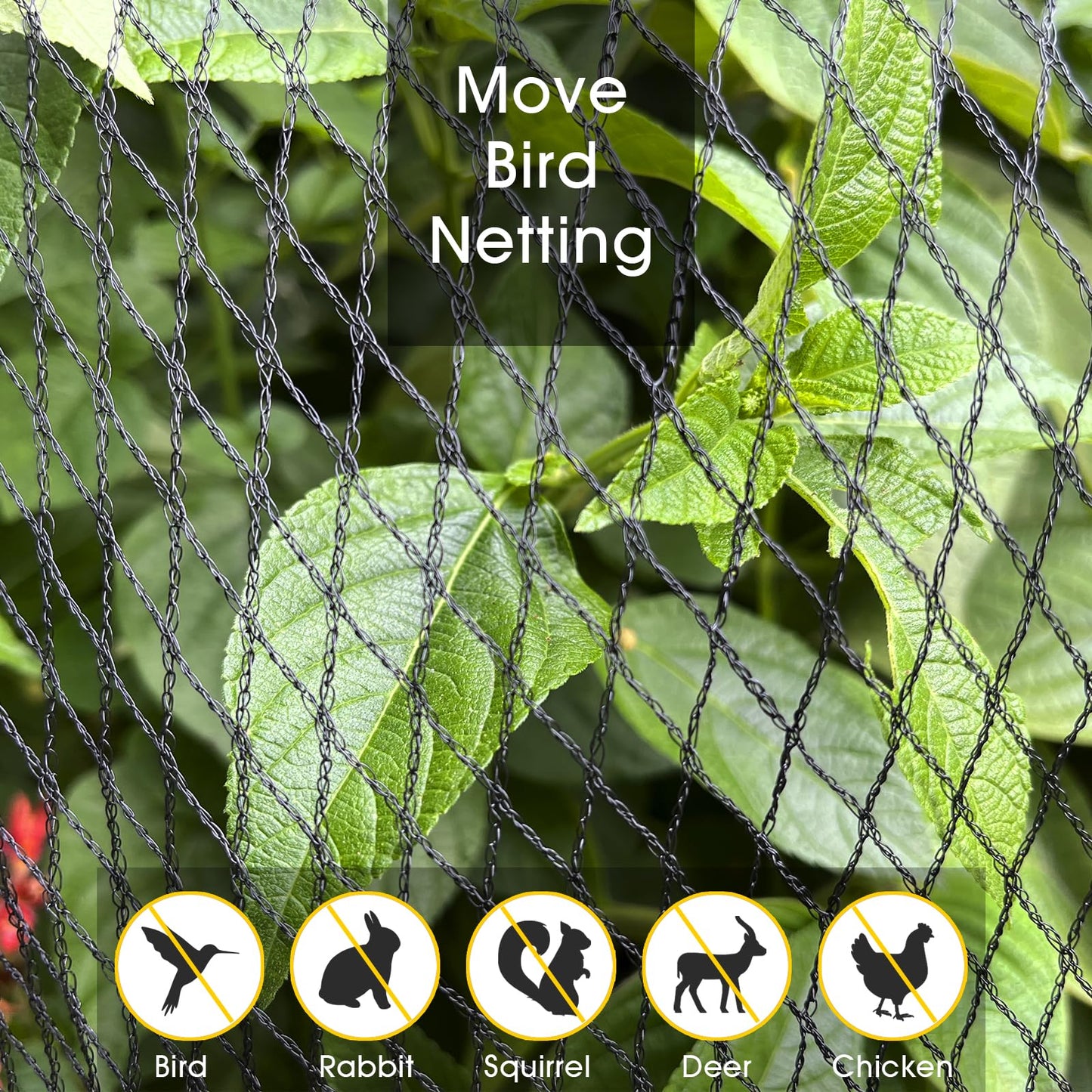 Bird Netting for Garden - 13 x 40 FT Heavy Duty Anti Bird Netting Mesh with Ties and Landscape Staples for Vegetable, Fruit Trees & Other Plants, Lasting Against Birds Deer Squirrels and Poultry