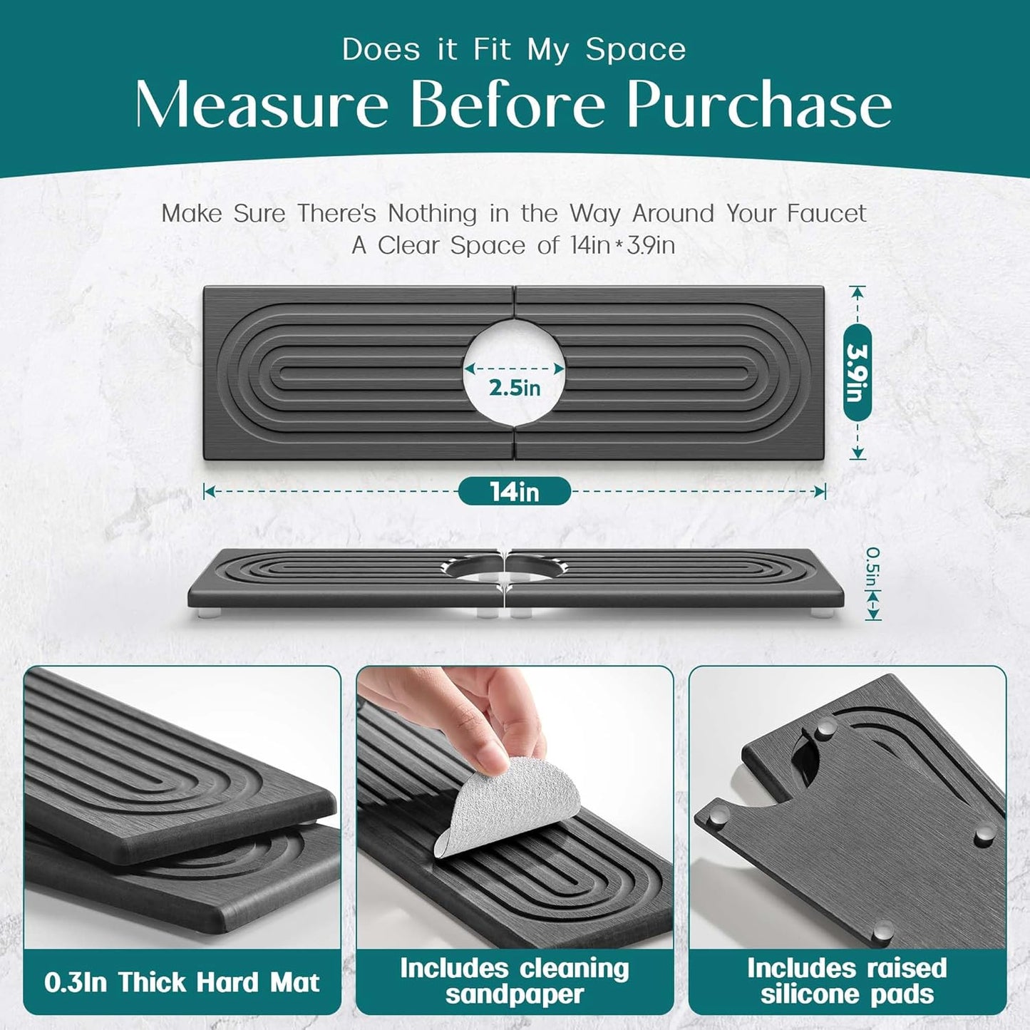 eormoe Stone Faucet Mat 14 x 3.9" 99
