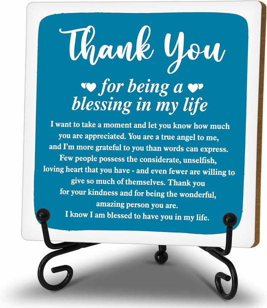 Thank You Gifts for Women Men, Inspirational Appreciation Gifts,Small Special Inexpensive Gift Ideas,5 in Aqua Home Office Desk Decor Plaque(B05) BST326L