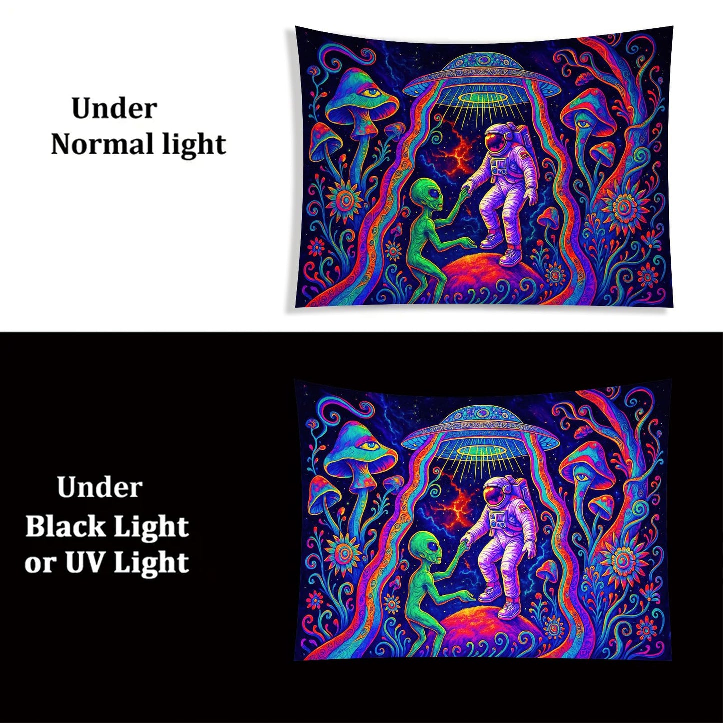 Starlit Patio Astronaut Blacklight Tapestry Trippy Forest Moon Vortex UV Reactive Galaxy Wall Hanging Psychedelic Space Poster Fluorescent Sci Fi Room Decor for Bedroom Dorm Gaming Lounge 78 x 59 Inch BST220
