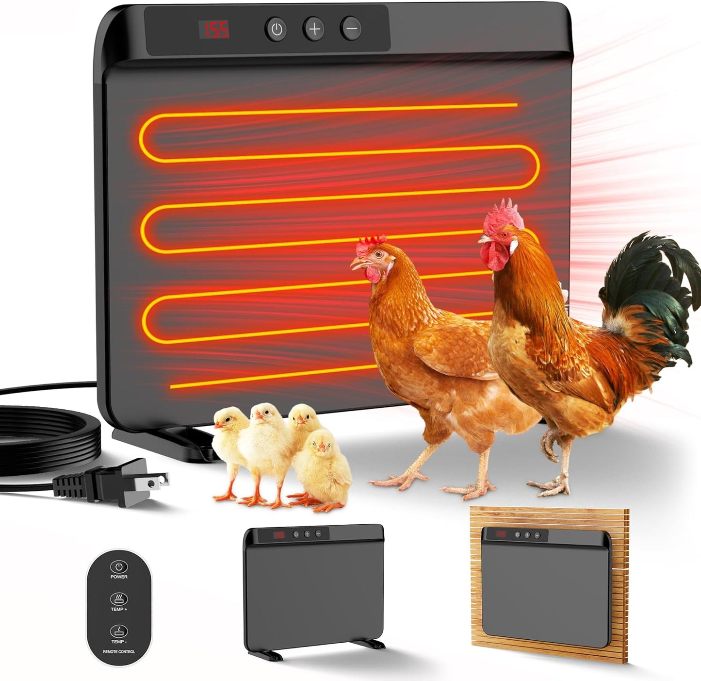 TIMEBAL 2025 Smart Chicken Coop Heater with Adjustable Temperature Remote Control 32