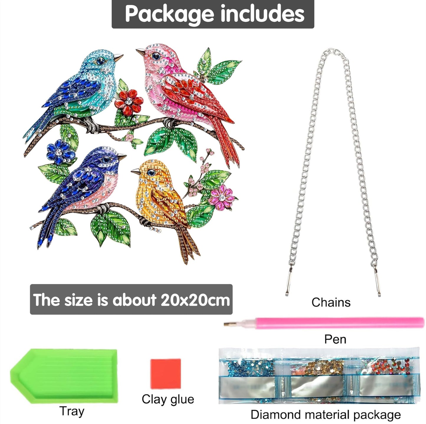 Bimkole Cat Diamond Art Hanging Kit for Adult, DIY 5D Animals Diamond Art Painting Window Pendant, Acrylic Crystal Art Hanging Ornament for Wall Home Garden Front Door Decor - 7.8x7.8 Inch BST220