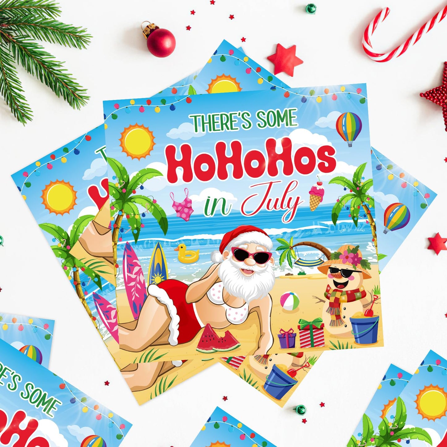 Gameza July Christmas Party Decorations, 50PCS There's Some Hohoho's in July Disposable Paper Napkins Decoration, Summer Xmas Beach Napkins Decor Supplies BST220
