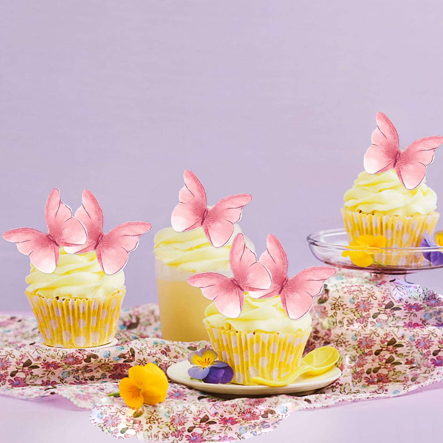 Edible Butterflies for Cake Decorating, Rainbow edible Butterfly Cake Toppers and Cupcake Toppers, Edible Wafer Paper Butterflies Set of 48 Rainbow Cake Food Decorations (5Colors-1) BST326L