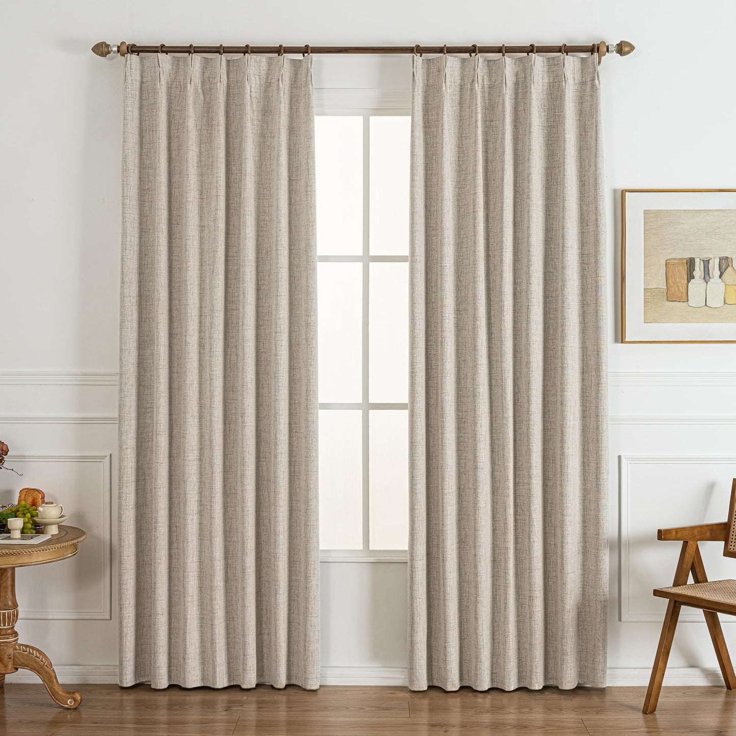 Gray Blackout Chenille Pinch Pleated Curtains 40x96in- Ultra Soft Wrinkle Resistant Thermal Insulated Room Darkening Drapes,Noise Reducing with Roman Clips,2 Panels Set for Bedroom/Living Room/Office BST202