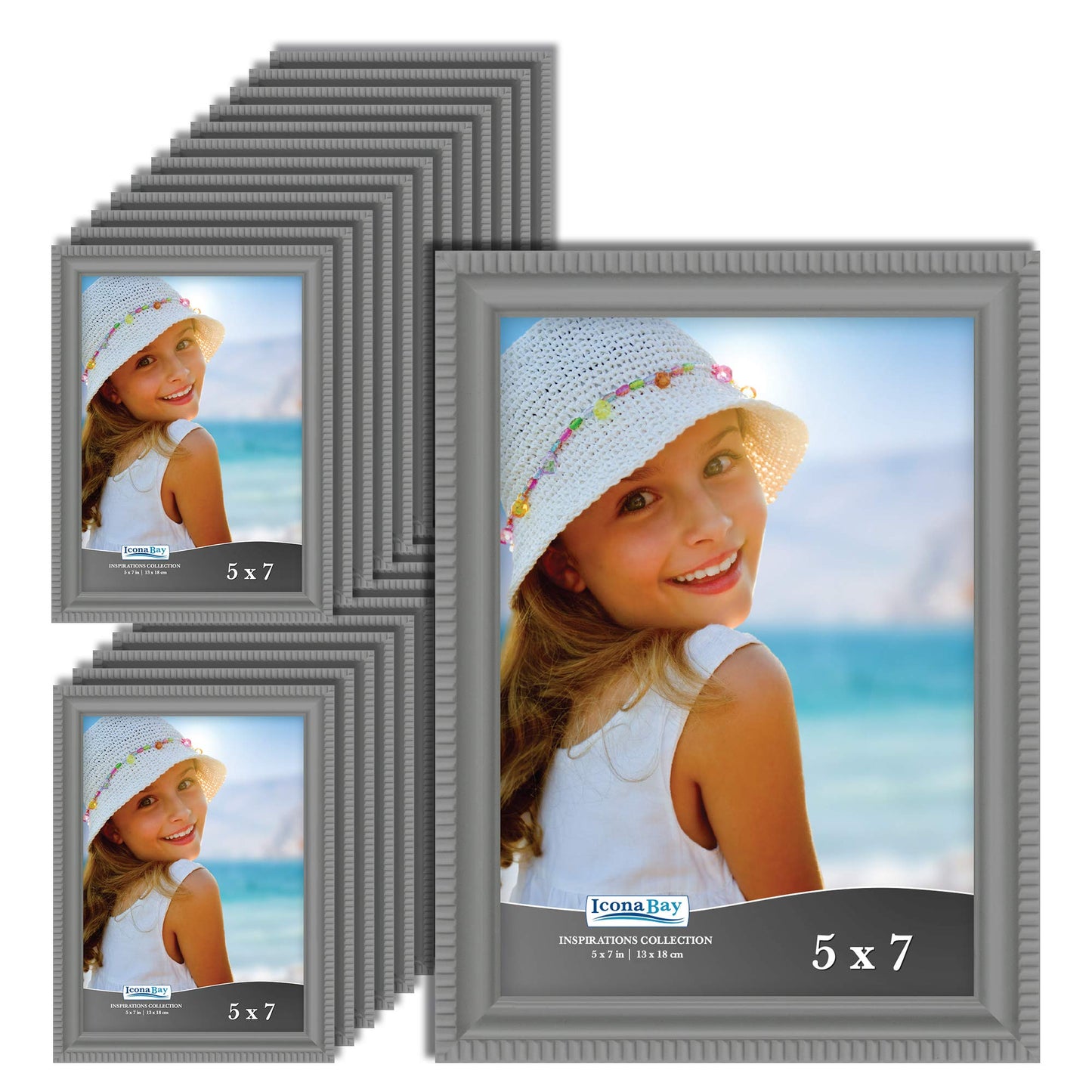 Icona Bay Combination White Picture Frames Set - 10 PC (Five 4x6, Three 5x7, Two 8x10), Inspirations Collection Multi-Pack for Contemporary Wall Gallery BST220
