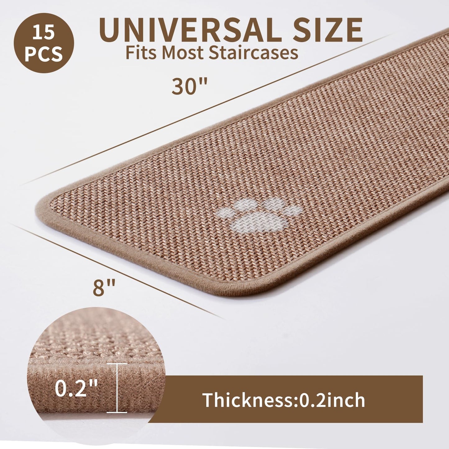 YDKGL Stair Treads Non Slip Indoor 4PCS, Rubber Backing Stair Runner Rugs for Wooden Steps, Residue Free Stair Carpet Treads for Kids Elders and Pets, Machine Washable Stair Mats, Gray, 8" x 30" WN420