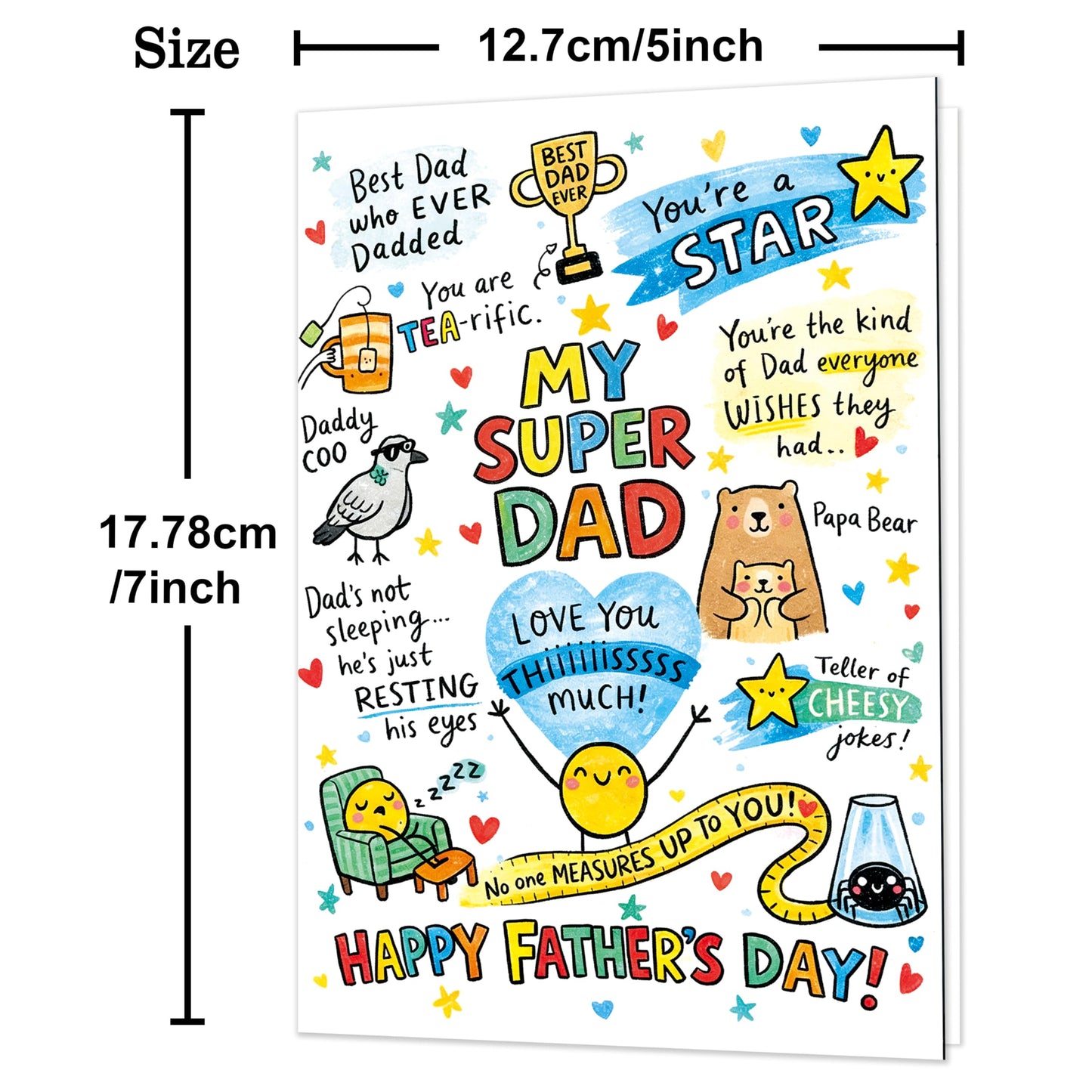 Fathers Day Card,Fathers Day Cards Gifts Decorations for Dad from Daughter Son,Happy Father's Day Cards Gifts Ideas with Envelope,Funny Sweet Dad Card BST220