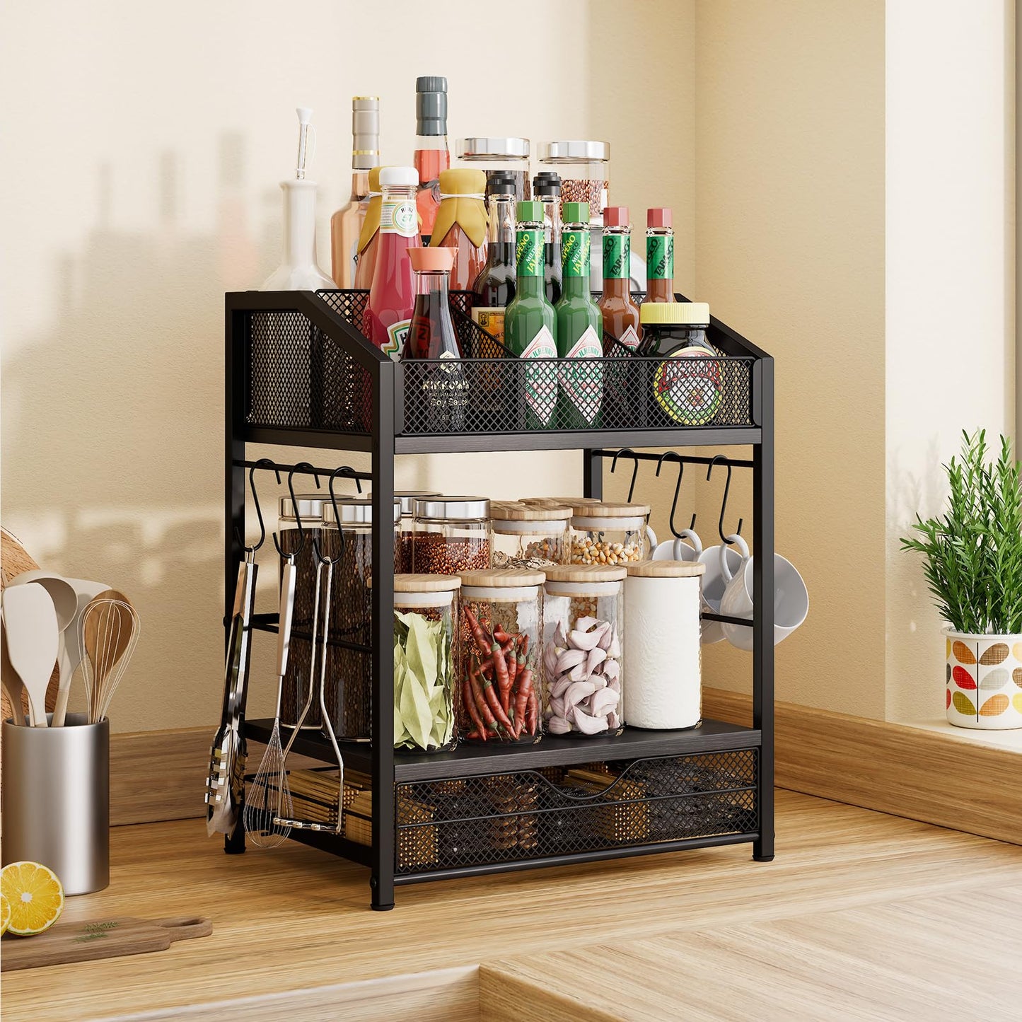 Homsorout Coffee Bar Organizer - Countertop Coffee Station N28