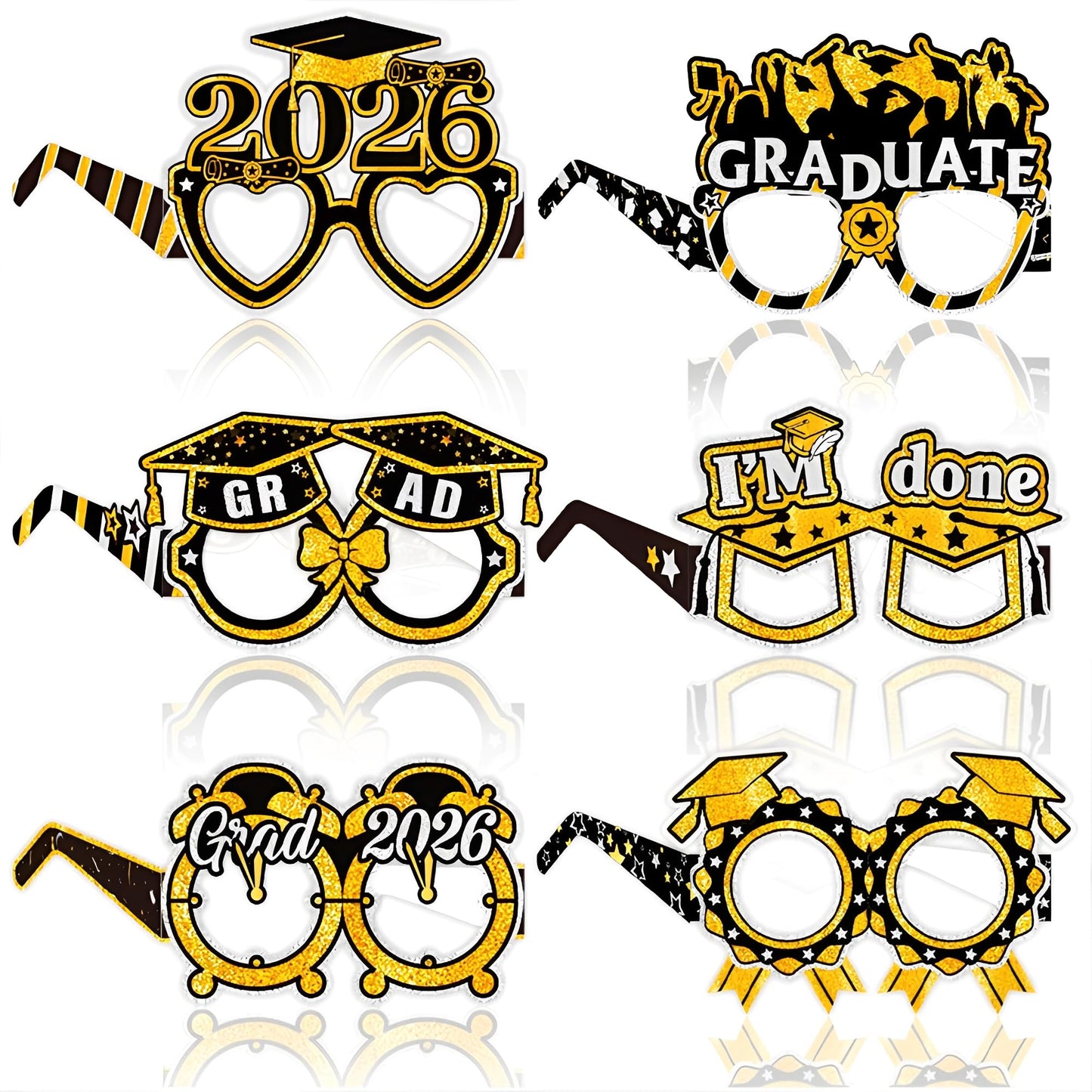 2026 Graduation Party Decorations Glasses, 12 Pcs Class of 2026 Grad Party Eyeglasses Photo Props, Graduation Photo Booth Props for Women Men College Graduation Favors Supplies (Blue) BST326L
