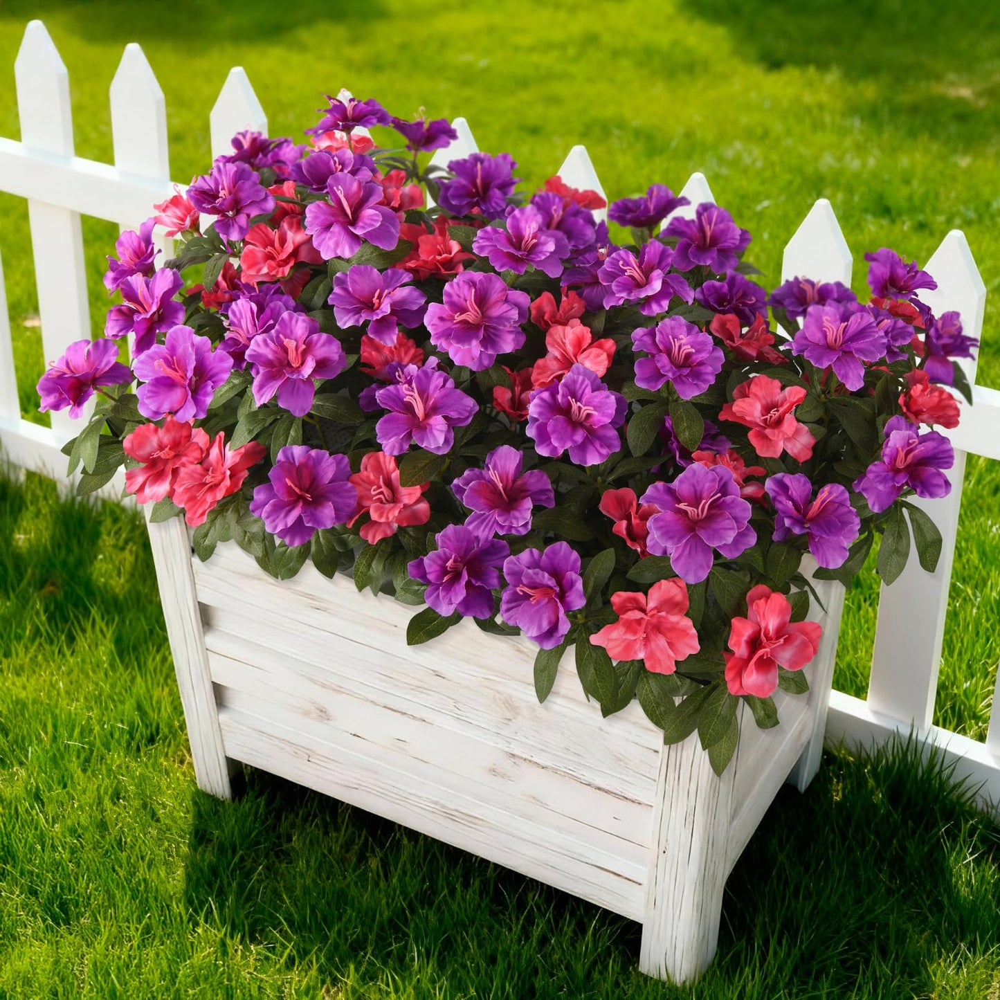 Hommyea Artificial Fake Flowers for Outdoor, 8 Bundles Faux Plants Silk Flowers Spring Decoration UV Resistant No Fade Plastic Flowers for Outside Planters Home Porch Patio Yard Garden Decor WN420