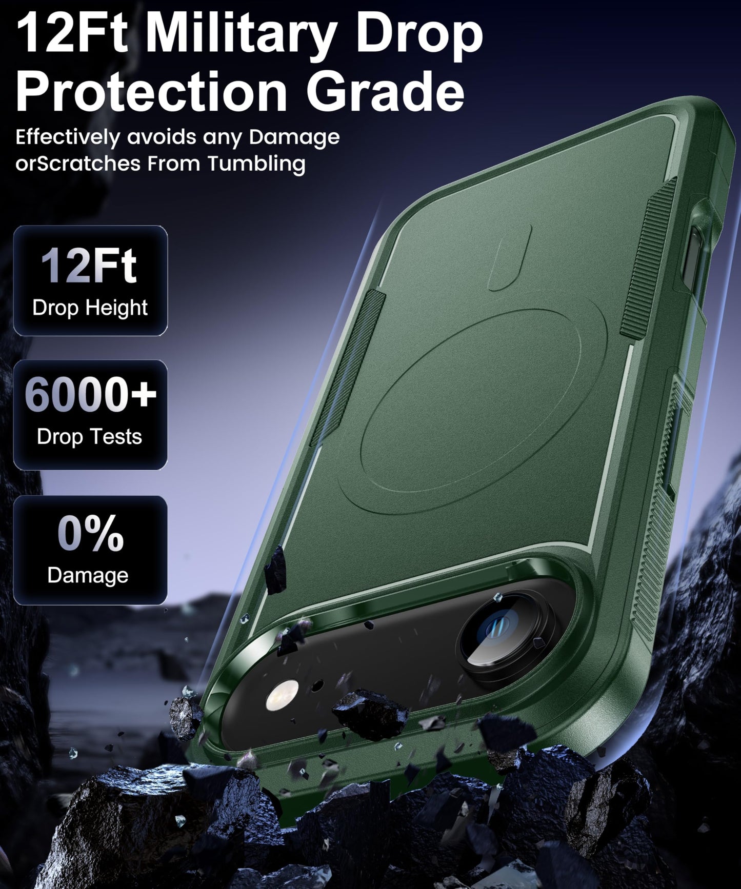 Magnetic for iPhone 17 Air Case [Compatible with MagSafe] [Shockproof] [Heavy Duty Protection] Pocket-Friendly & Tough Non-Slip Protective Phone Cover for iPhone 17Air 6.6", Black WN420