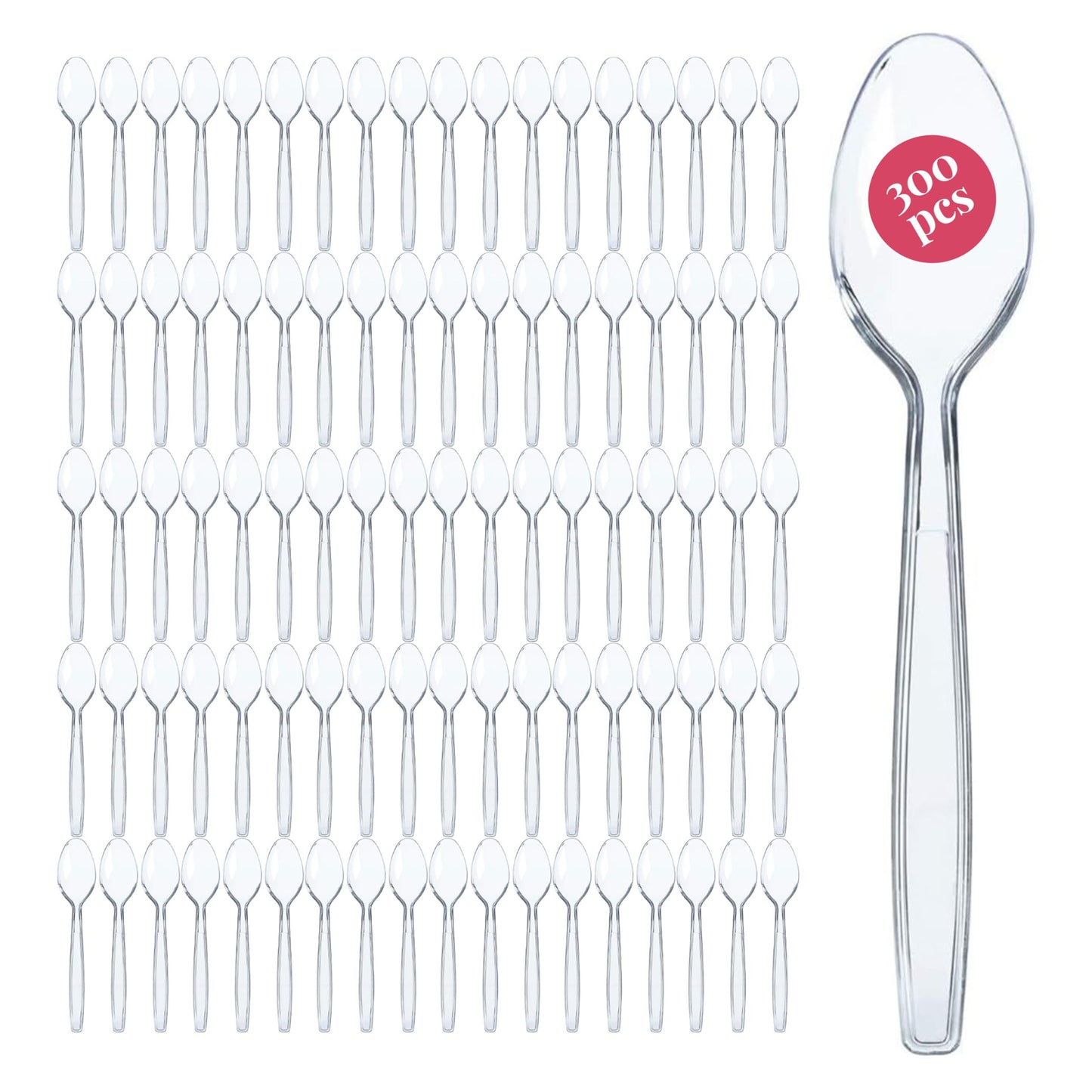Prestee 300 Black Plastic Spoons Bulk - Durable Disposable Plastic Silverware Spoons - Heat-Resistant Spoon Cutlery - Heavy Duty Flatware Pack - Disposable Silverware Utensil Set for Hot and Cold Food BST220