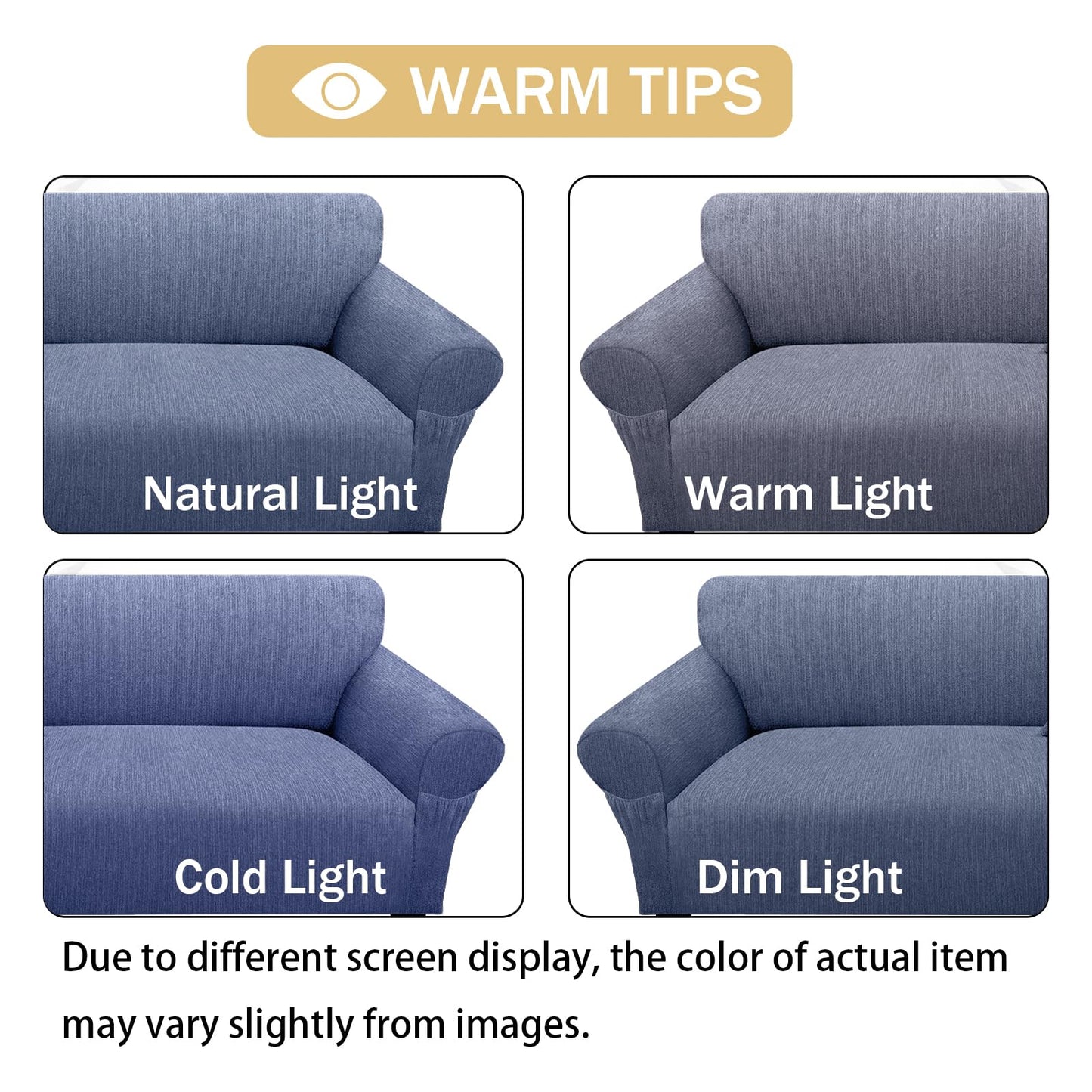 Sofa Slipcover with 2 Pillow Cover for 3 Cushion Couch, Non Slip Furniture Protector with Elastic Bottom, Washable Sofa Cover for Kids, Pets (Sofa, Navy) BST326H