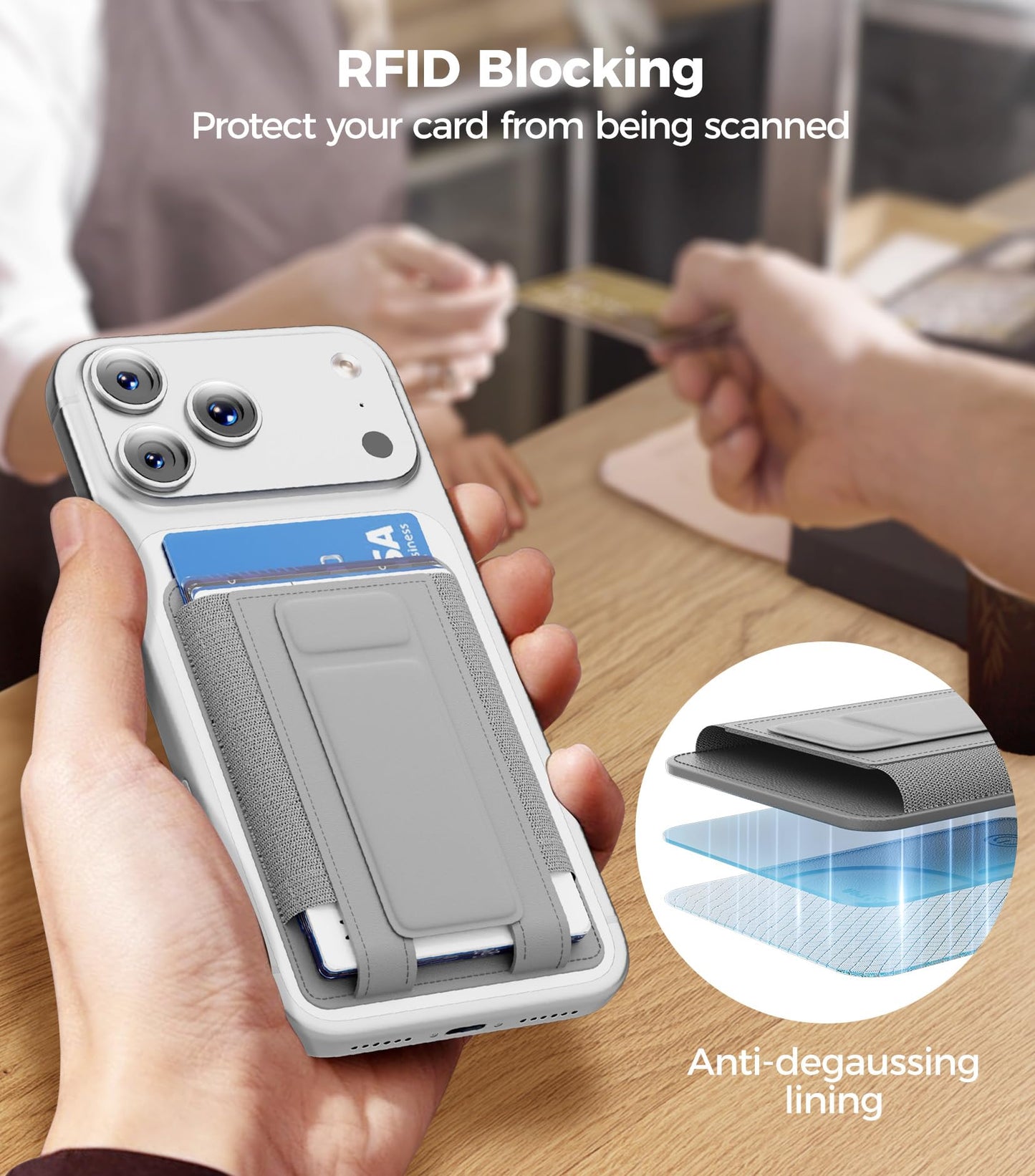 for MagSafe Wallet, Works with Apple Find My, 5-Card RFID Holder with Stand Also Grip, Strong Magnetic Wallet for iPhone 17/16/15/14/13/12 Pro Max Air Plus, Wireless Charging, Brown BST220
