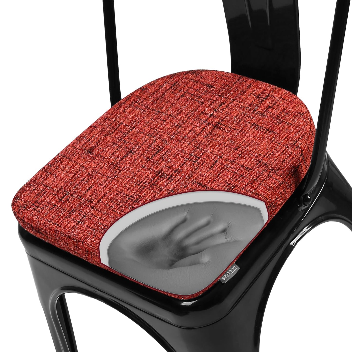 SINOSSO Memory Foam Bar Stool Cushions 4 Pcs, Modern Interwoven Style Magnetic Small Chair Pads Use for Cafe Bistro Stackable Metal Stool (Square, Red, 4) BST220