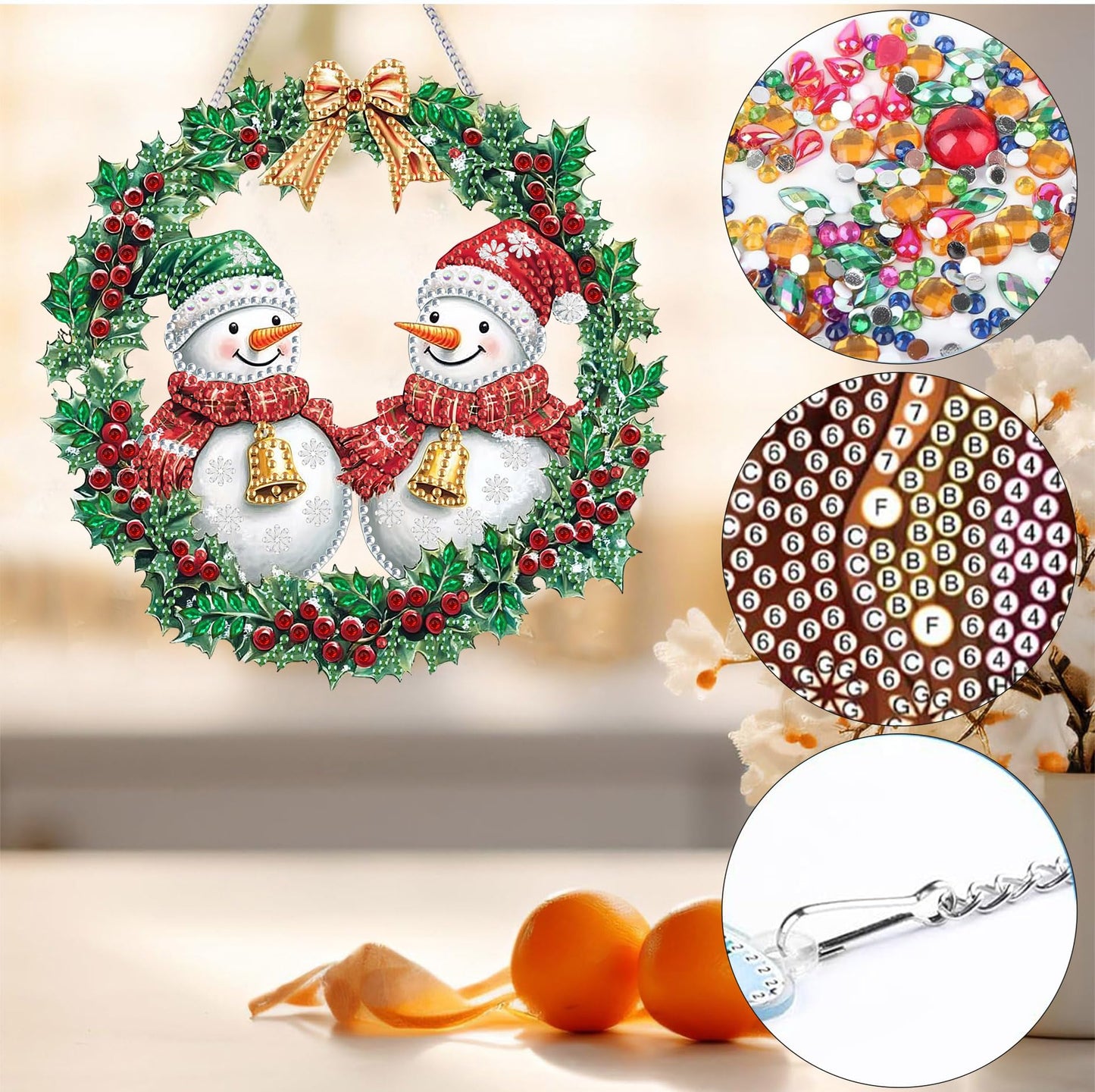 Bimkole Cat Diamond Art Hanging Kit for Adult, DIY 5D Animals Diamond Art Painting Window Pendant, Acrylic Crystal Art Hanging Ornament for Wall Home Garden Front Door Decor - 7.8x7.8 Inch BST220