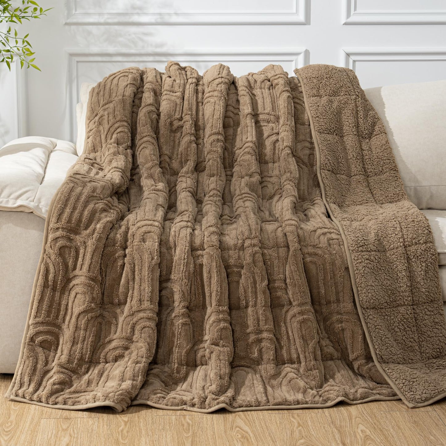 Cottonblue Sherpa Fleece Weighted Blanket for Adults 15 lbs 48x72in Soft | Cozy Flannel Weighted Throw Blankets Full Size for Calming Sleeping Relaxing, Warm Fuzzy Bed Sofa Heavy Blanket Washable,Grey BST202