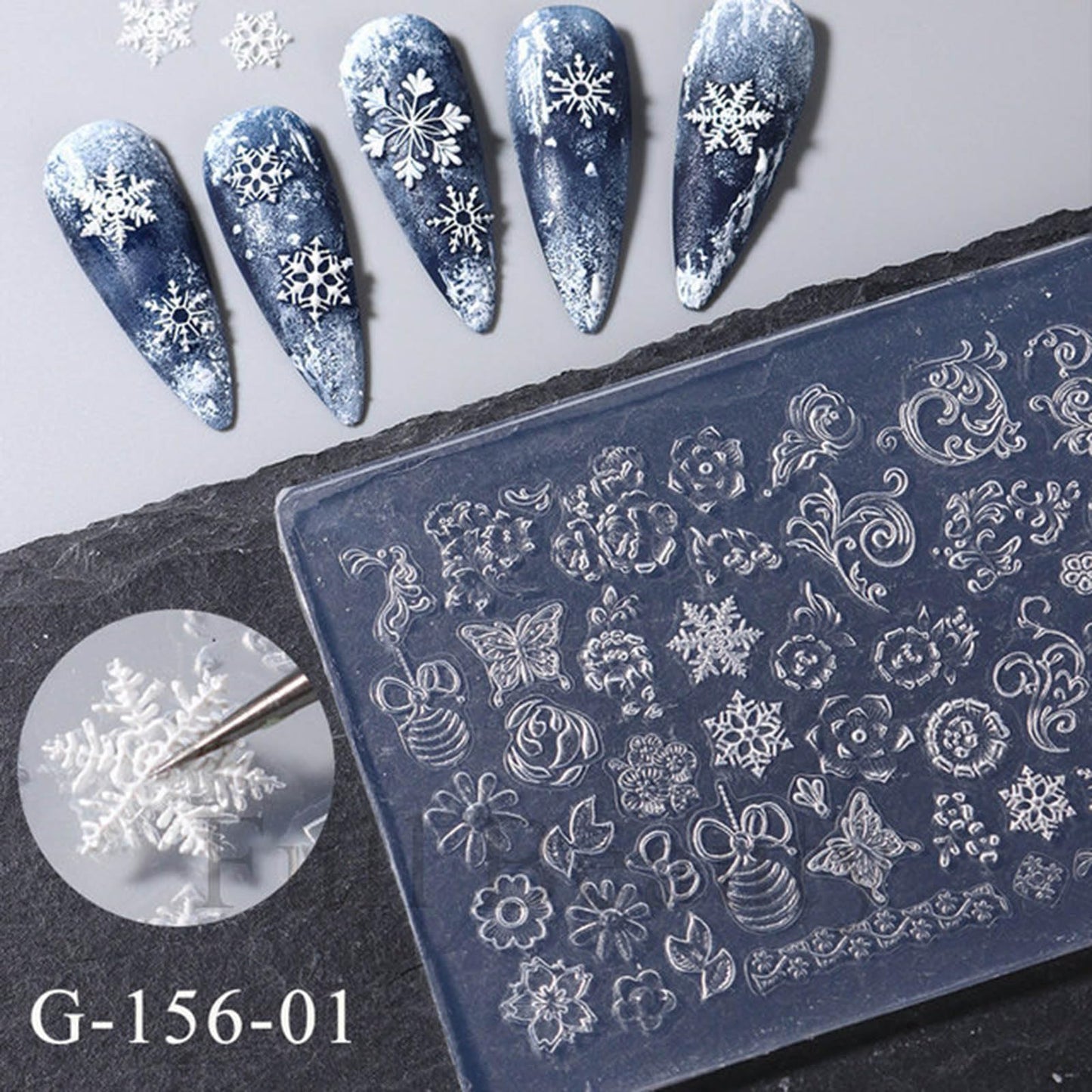 Nail Art Silicone Mold Beautiful 3D Nail Embossed Stencils Molds Epoxy Resin Mold DIY Crafts Party Home Decor BST220
