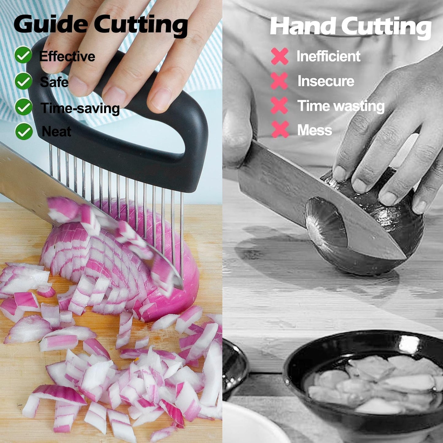 JAYVAR Extra-Large Onion Holder for Slicing, 304 Stainless Steel | 14 Long Needles, Onions Cutter Vegetable Chopper, Tomato Cutter Slicer, Kitchen Gadgets for Evenly Slicing BST326H