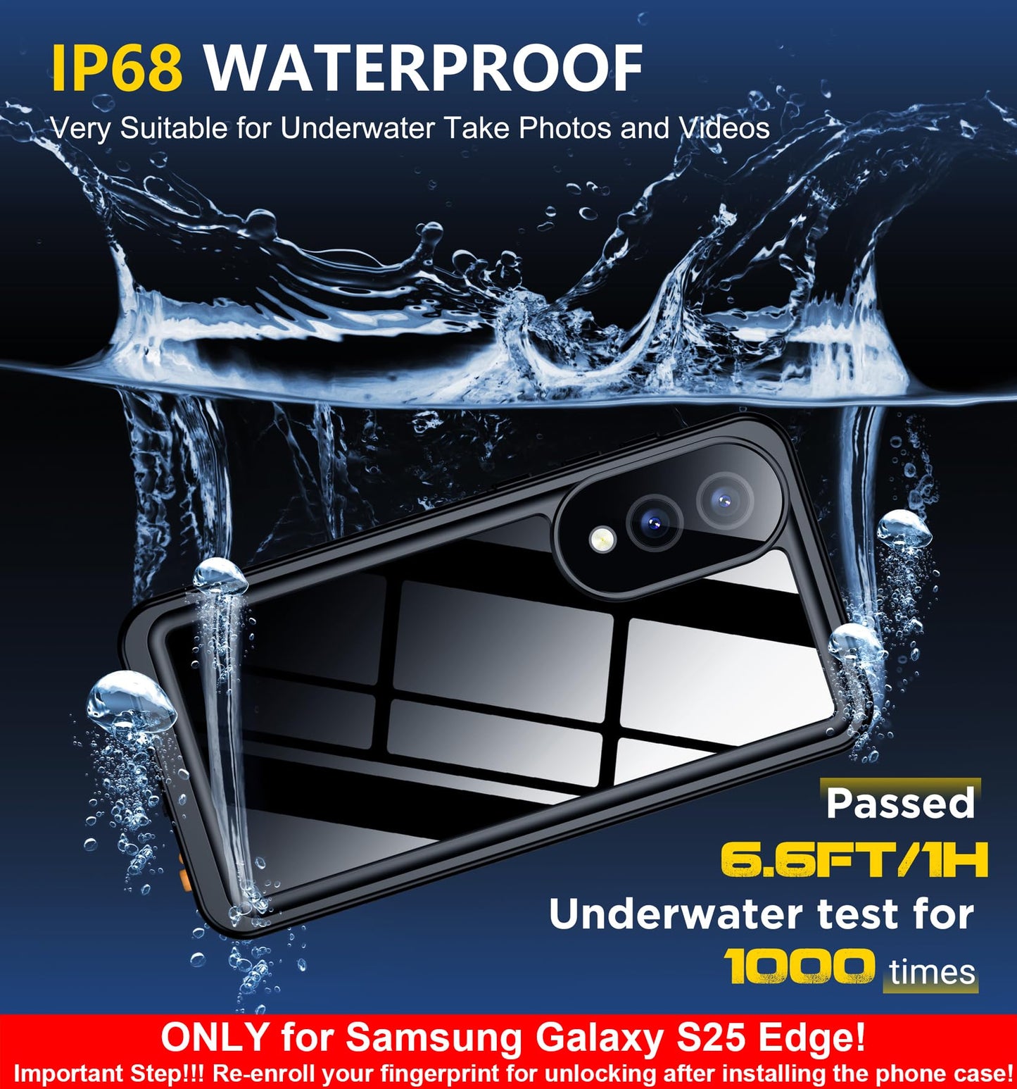 SPIDERCASE Designed for Samsung Galaxy S23 Case Waterproof,Built-in Screen & Camera Lens Protector[IP68 Underwater][Military Grade Shockproof] Full Body Protection Phone Case, Black/Clear WN420