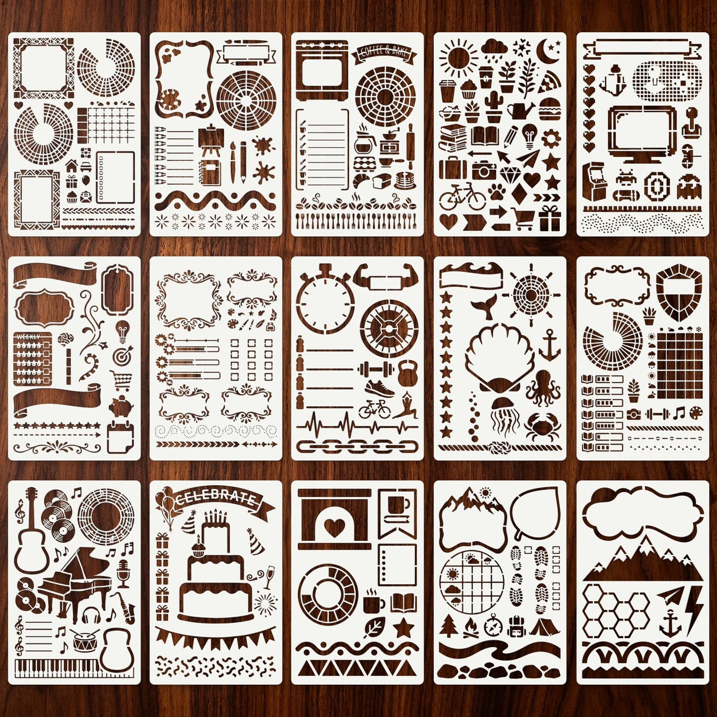 Letter Stencils for Crafts Reusable 42Pcs Number Stencils(5 Inch Font) | DIY Art Painting Stencil Furniture Decor Kit for Wood Embroidery Wall Silk Screen Journaling BST202