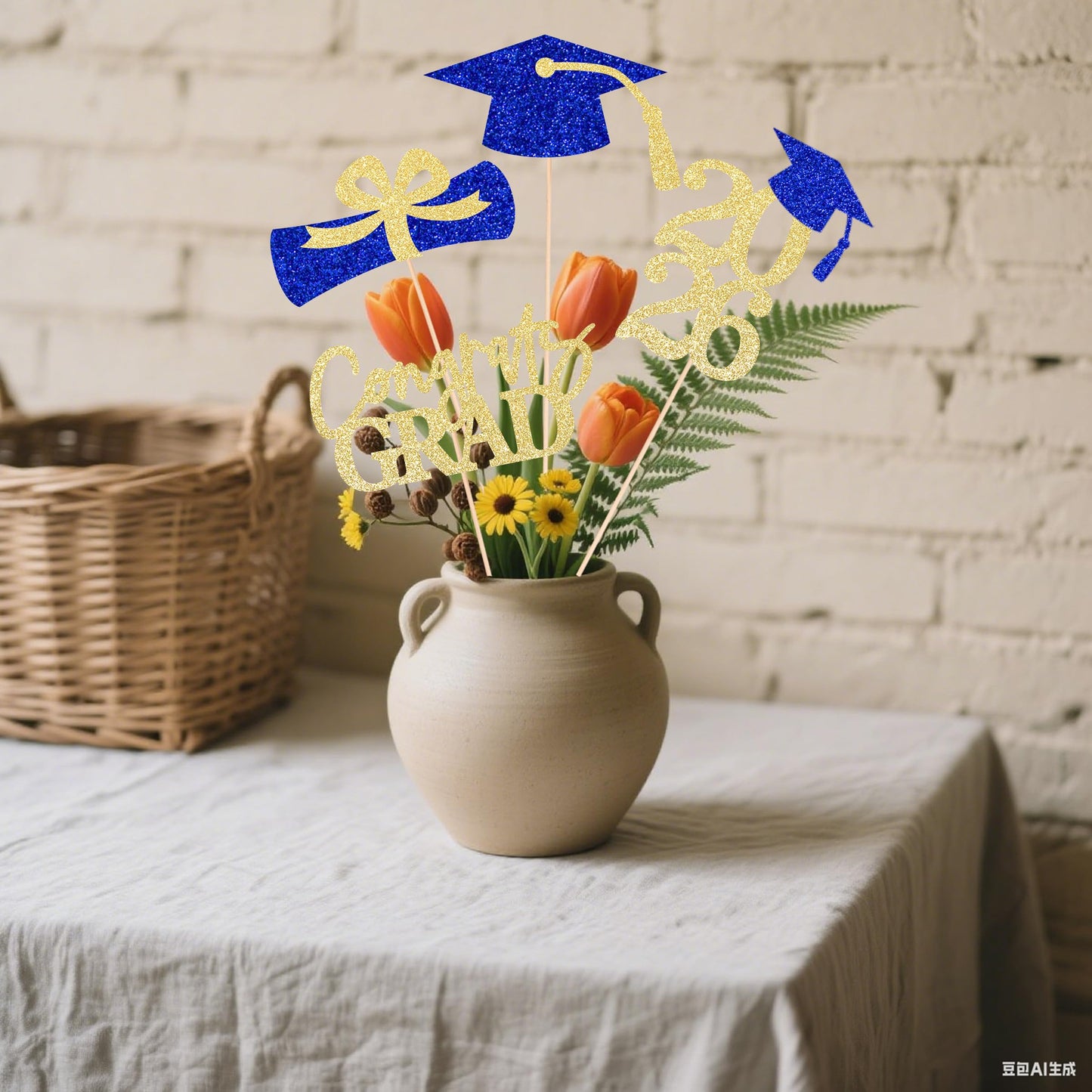 Graduation Centerpieces Class of 2026, 16 PCS Red Blue Double-Sided Table Toppers, Congrats Grad Party Decorations Supplies (Set of 4 Designs) WN420