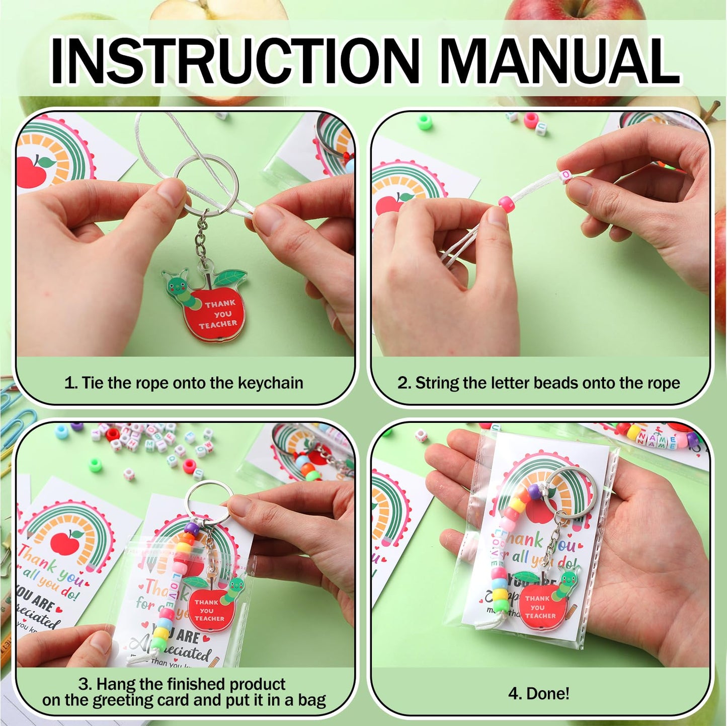 Suncalla 984 Pcs 24 Set Dinosaur Nugget Keychain Making Kit DIY Valentine's Key Chain Crafts Bead Adjustable Letter Beads Cards Strings Kit Gift Backpack Accessories Party Favors(Cute Color) WN420