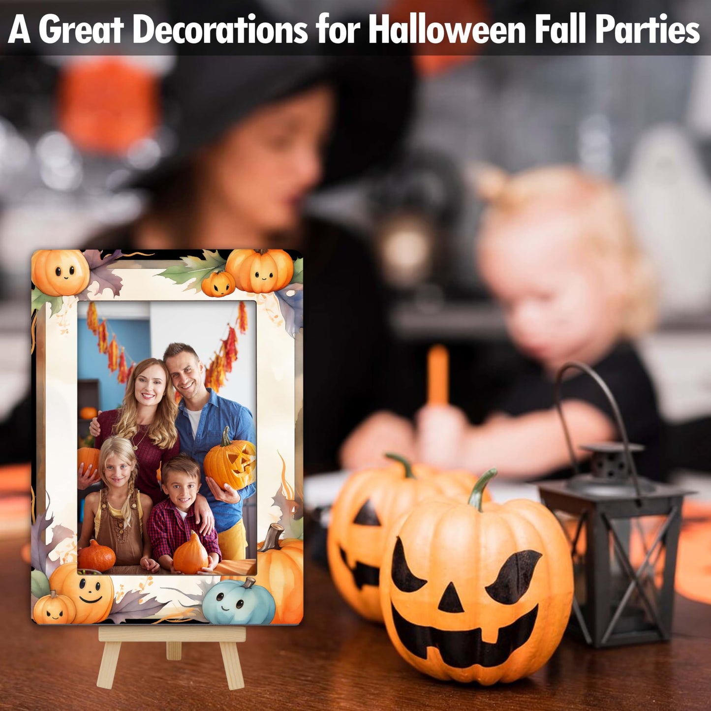 Fall Orange Picture Frames, Autumn Harvest Wooden 4x6 Photo Frame with Easel, Thanksgiving Gifts for Home Office Tabletop Display Decorations - D02 BST326L