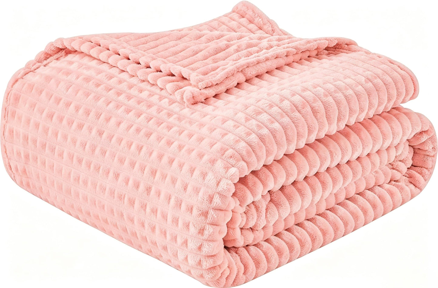 EMME Fleece Blanket, 3D Jacquard Throw Blanket for Couch and Bed, Soft Cozy and Fluffy Blankets Lightweight Luxury Flannel with Waffle Design (Navy Blue, 50" x 60") BST202