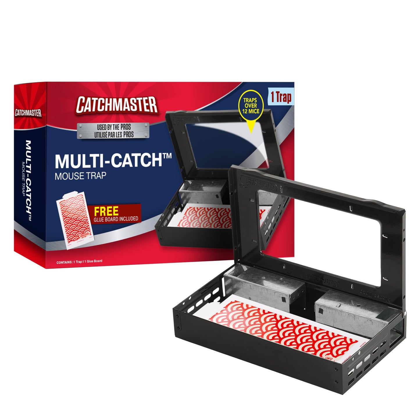 Catchmaster Multi-Catch Mouse Trap 3-Pack, Humane Mouse Traps Indoor for Home, Includes Replaceable Glue Board, Live Catch Pest Control for Garage & Shed