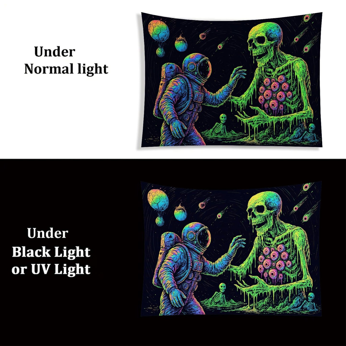 Starlit Patio Astronaut Blacklight Tapestry Trippy Forest Moon Vortex UV Reactive Galaxy Wall Hanging Psychedelic Space Poster Fluorescent Sci Fi Room Decor for Bedroom Dorm Gaming Lounge 78 x 59 Inch BST220