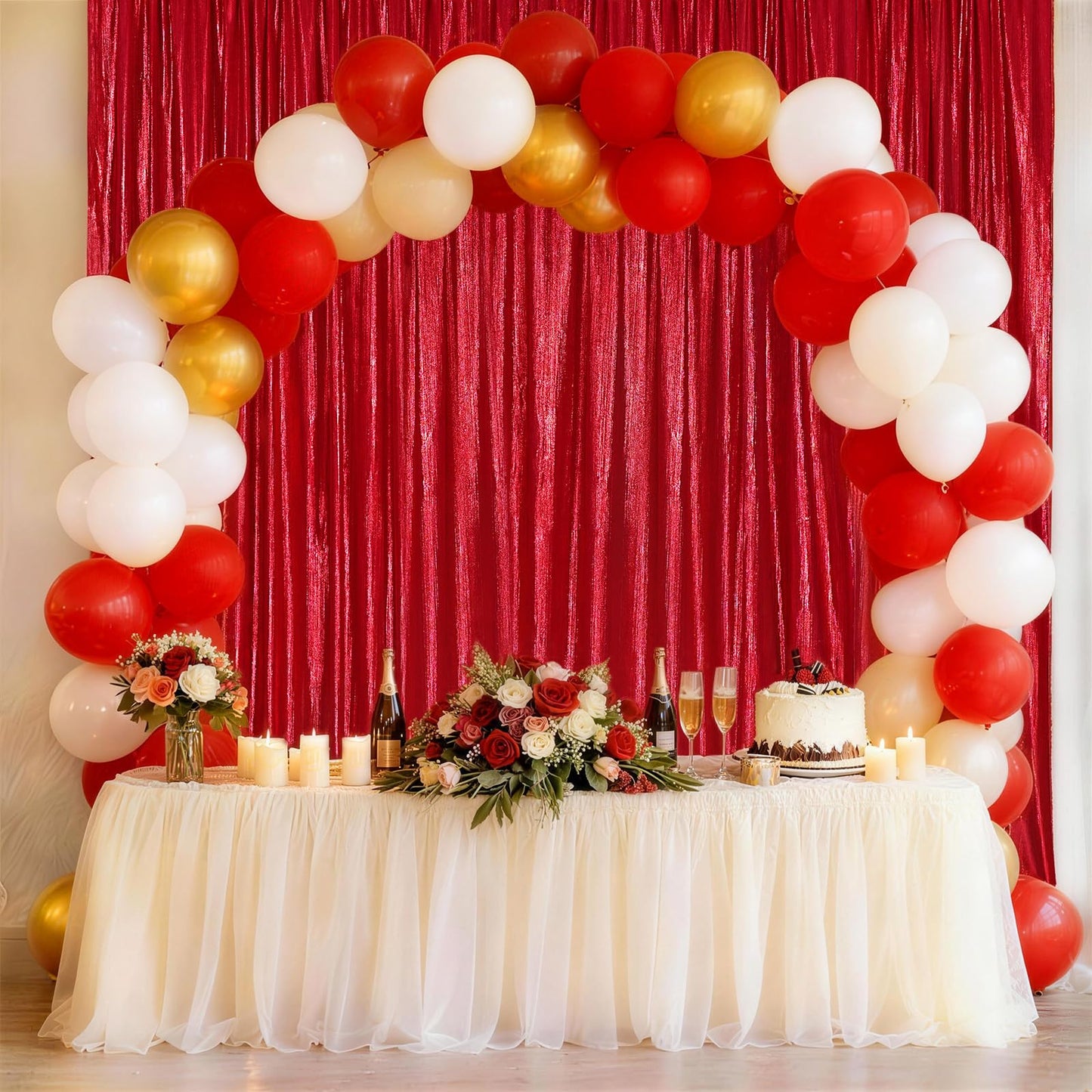 Gold Backdrop Curtains for Birthday Party: 4.8ftx8ft Sequin Background Baby Shower Curtain Drapes for Graduation Arch Backdrop WN420