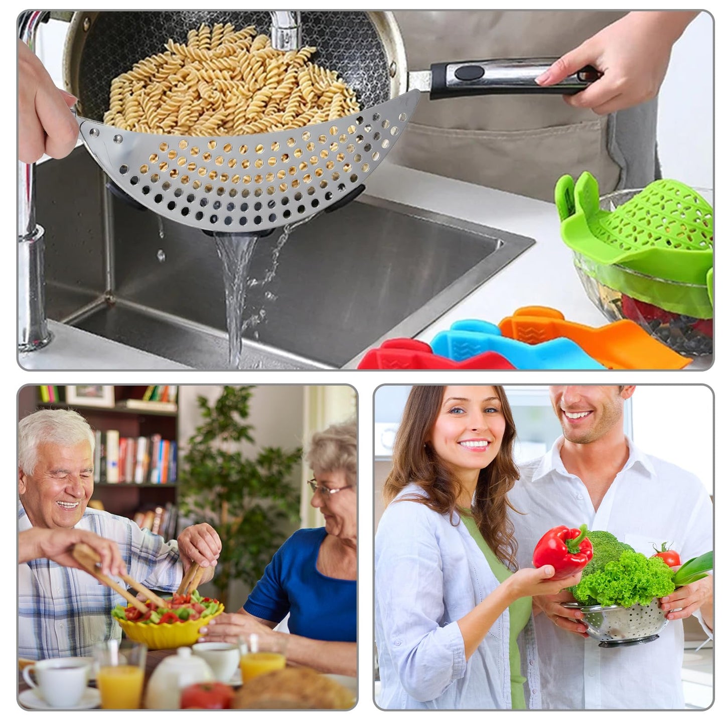 Stainless Steel Held Pot Strainer, Pasta Strainer with handle RD3