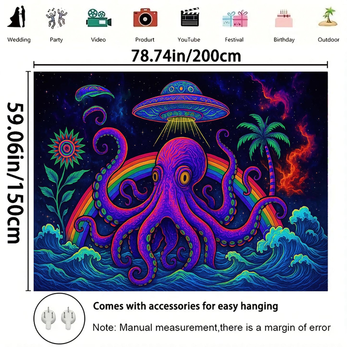 Starlit Patio Astronaut Blacklight Tapestry Trippy Forest Moon Vortex UV Reactive Galaxy Wall Hanging Psychedelic Space Poster Fluorescent Sci Fi Room Decor for Bedroom Dorm Gaming Lounge 78 x 59 Inch BST220