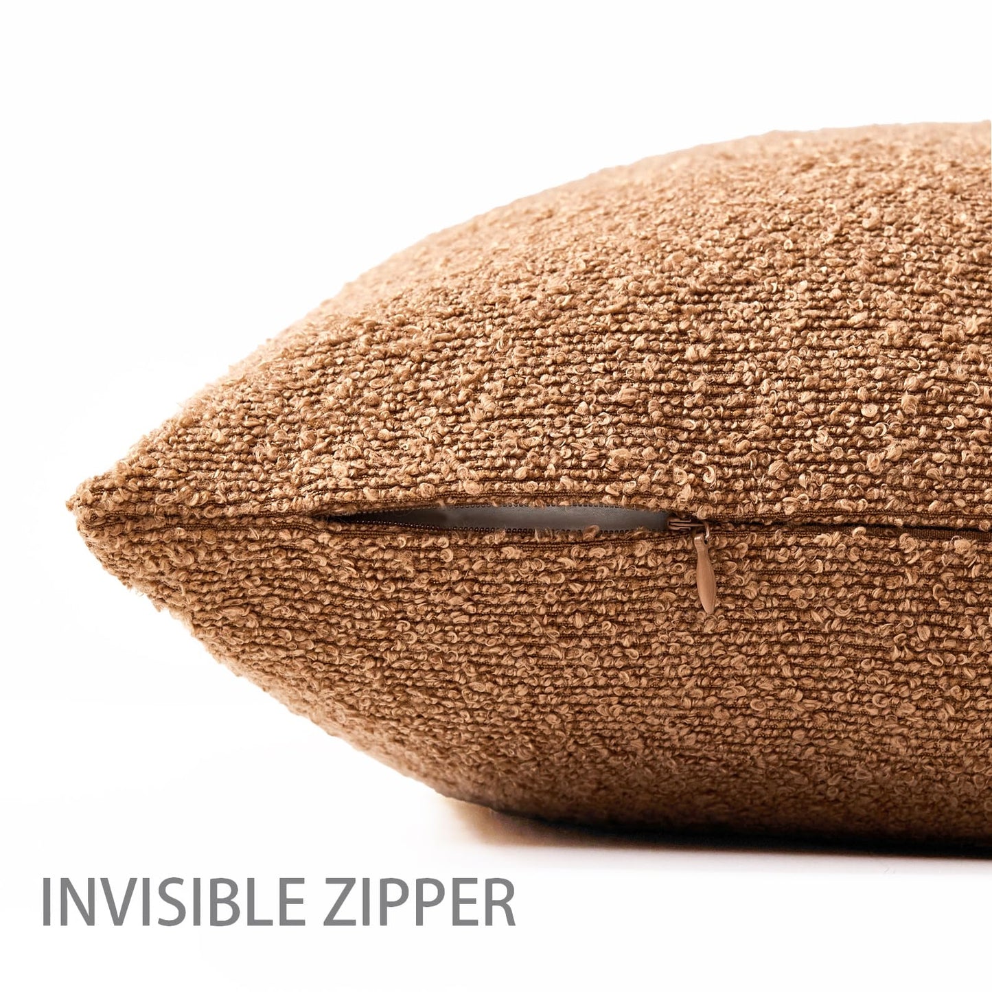 18x18 Boucle Throw Pillow Covers, Set of 2, Camel BST202