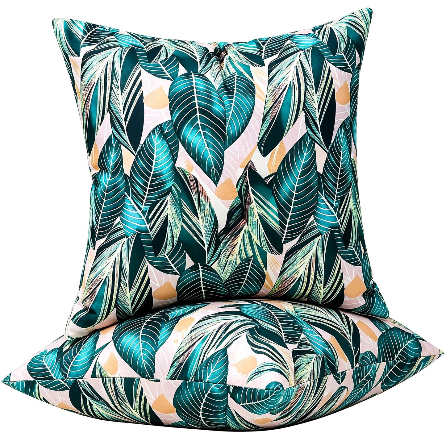 Outdoor Waterproof Pillow Covers Summer Decorative Throw Pillow Covers Tropical Leaf Couch Covers 20x20 Set of 2 Square Outdoor Floral Cushion Cases for Patio Furniture Garden Tent Balcony Bench BST220
