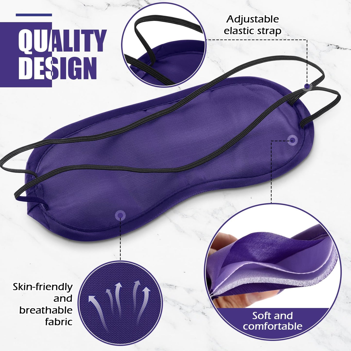 Tarpop 200 Pcs Eye Mask Sleeping Blindfold Eye Cover with Adjustable Strap for Games Party Team Building Travel Individually Wrapped Sleep Mask for Women Men (Blue)