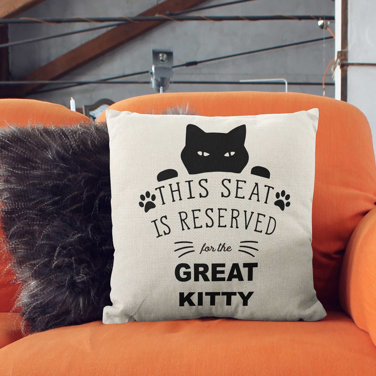 Cute Cat Pillow Covers - Maine Coon Pillow Covers 18x18, Cat Lover Gifts for Women, Funny Cat Gifts, Kitty Pillow Covers, It's Not Cat Hair It's Kitty Clitter WN420