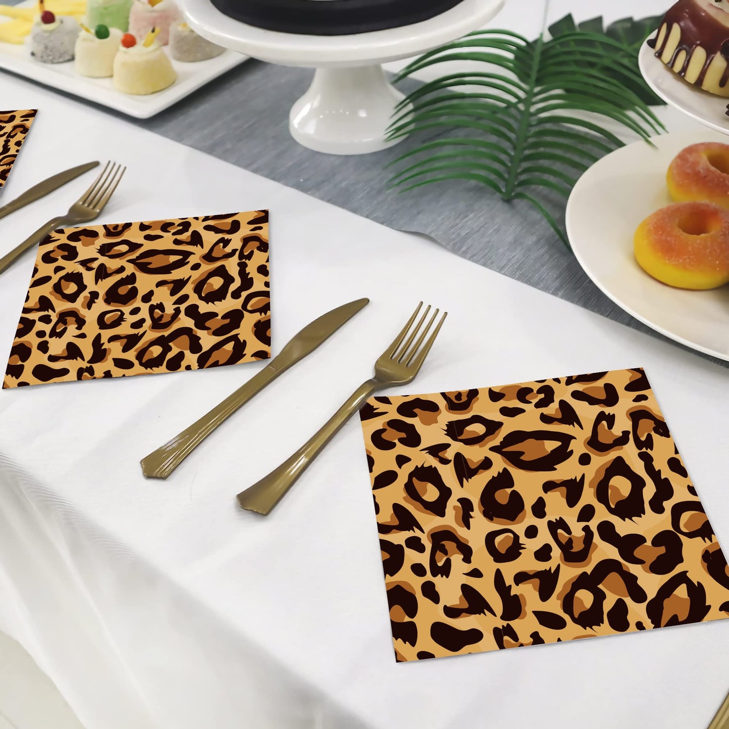 40pcs Animal Leopard Print Party Napkins Disposable Jungle Animal Print Tableware Dinner Napkin for Safari Leopard Themed Birthday Baby Shower Party Supplies BST220