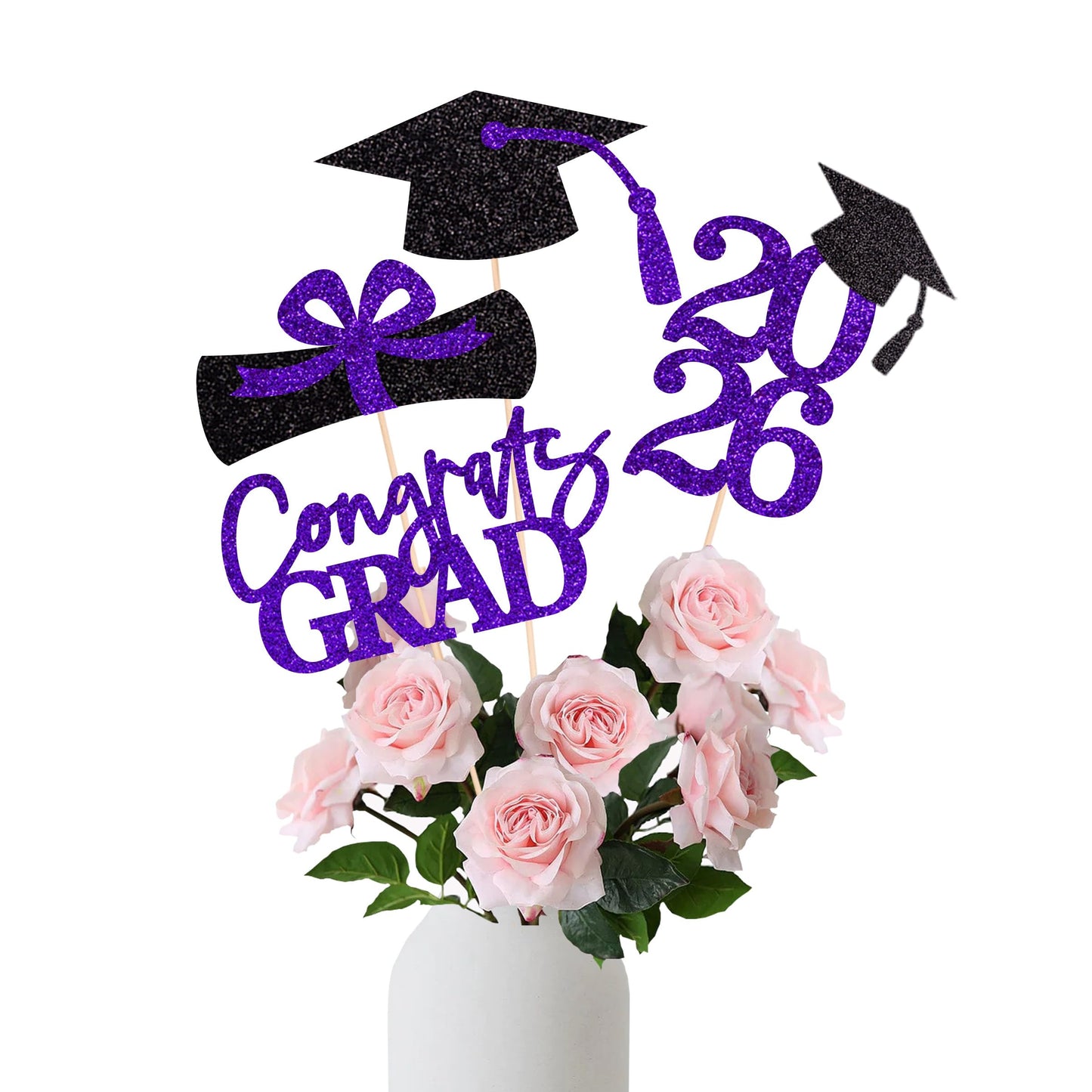 Graduation Centerpieces Class of 2026, 16 PCS Red Blue Double-Sided Table Toppers, Congrats Grad Party Decorations Supplies (Set of 4 Designs) WN420