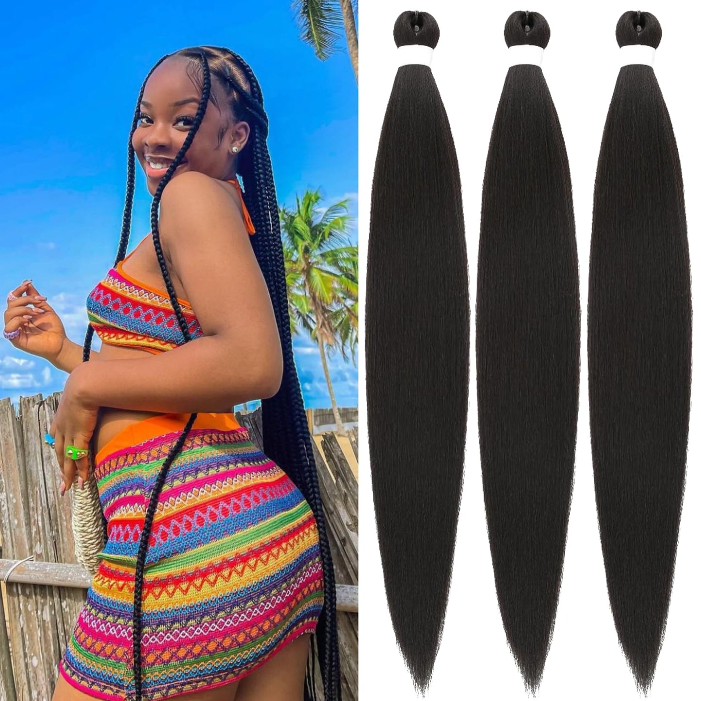 Purple Braiding Hair Pre stretched Knotless 26 inch | Hypoallergenic Synthetic Purple Prestretched Ez Braid Knotless Itch Free Soft Yaki Texture Hot Water Setting WN420