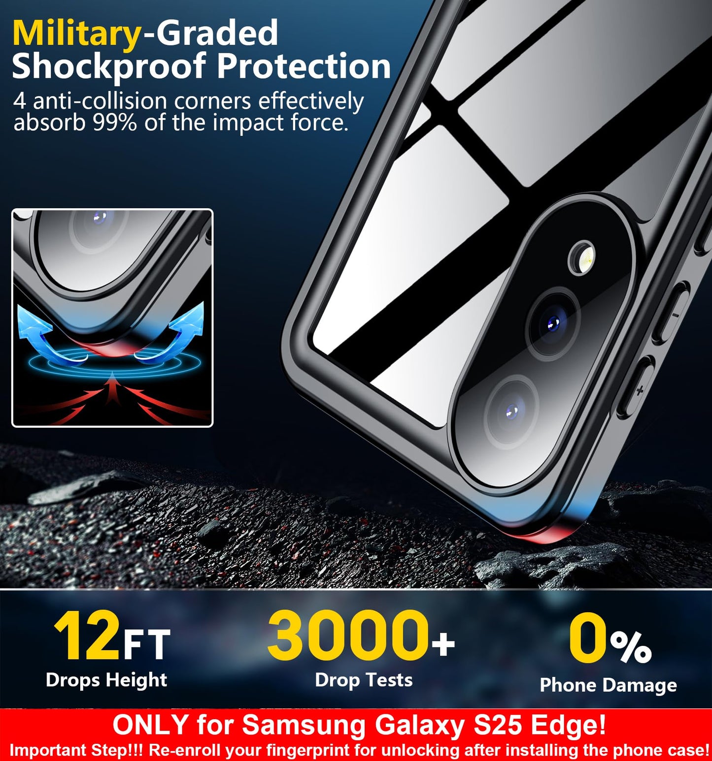 SPIDERCASE Designed for Samsung Galaxy S23 Case Waterproof,Built-in Screen & Camera Lens Protector[IP68 Underwater][Military Grade Shockproof] Full Body Protection Phone Case, Black/Clear WN420