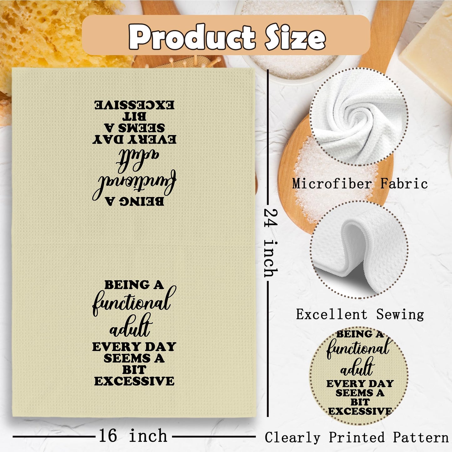Funny Kitchen Towels Dish Towel Dishcloth 16x24 Inches, Funny Dish Towels with Sayings Towel Decorative Absorbent Hand Tea Towels for Kitchen Bathroom Decor, Humorous Gifts for Women Men BST326L