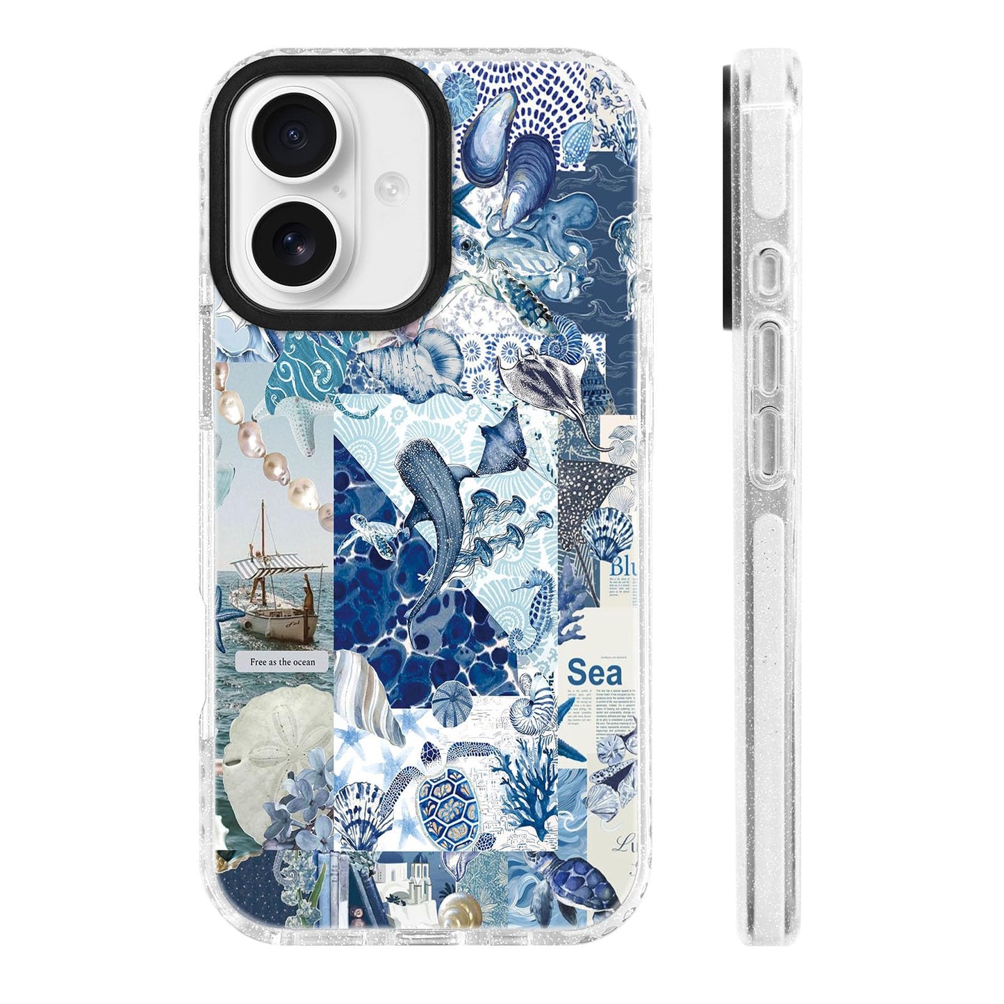 for iPhone 16 Pro Case [Military-Grade Drop Protection/Stylish Soft TPU Protective/Camera Protection/for Women & Girls] - Beach Party Collage Pattern with Mermaid WN420