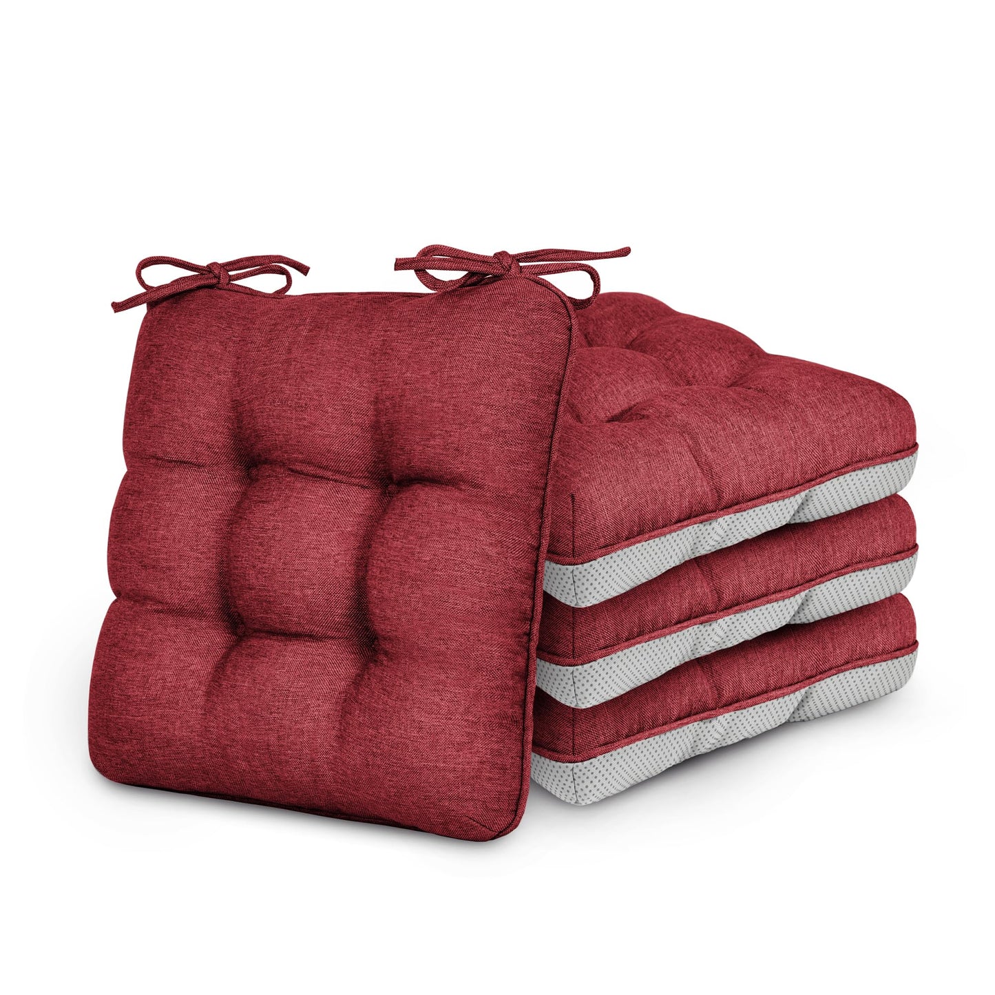 Love's cabin Memory Foam Chair Cushions Set of 4, 15.5"x15.5"x3.5" Indoor & Outdoor Seat Pads for Dining, Kitchen, Office, Patio Chairs - Green BST220