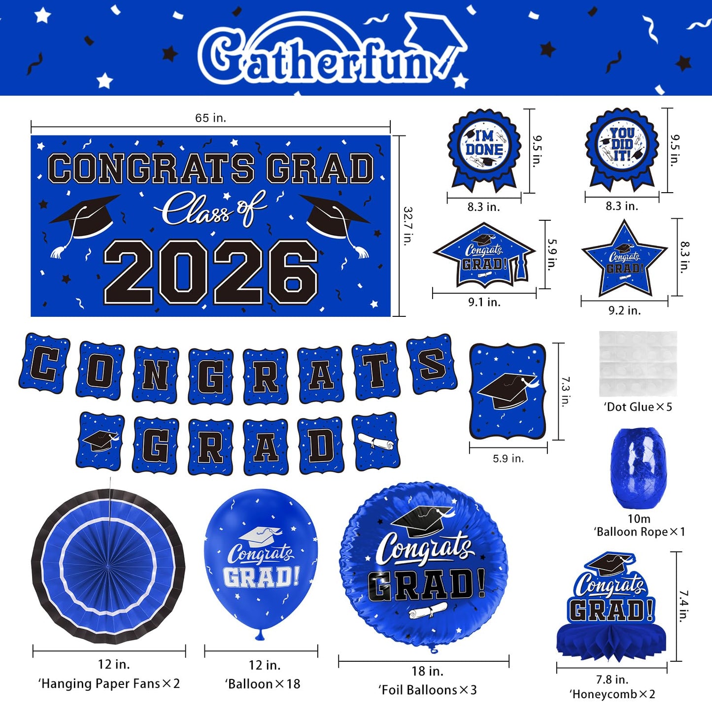 Black and Gold Themed 2026 Graduation Decorations Set - Congrats Grad Banner, Class of 2026 Backdrop, Balloons & Streamers Kit - Graduation Party Supplies for High School & College Celebrations BST326H