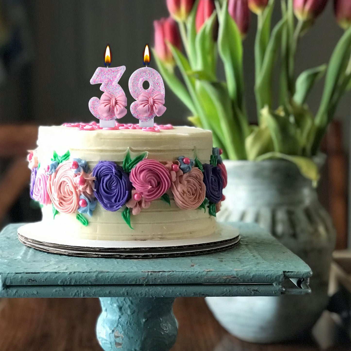 39th 93rd Birthday Candles, Red 93 39 Year Old Number Birthday Candles, Happy Birthday Party Cake Topper Decoration Gifts for Women Men BST220
