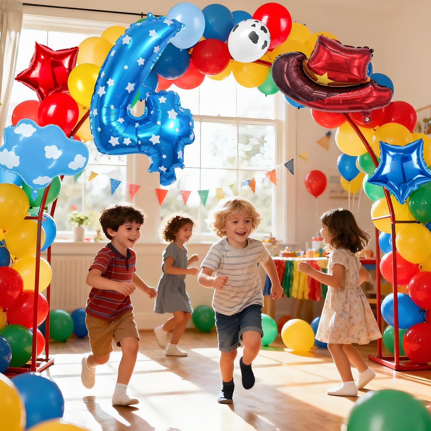11-Pack Cowboy Theme Balloon Set, Farm Theme Decorations, Balloons with Hats and Clouds, Boys and Girls Birthday Party Supplies (1) BST202